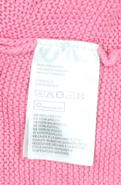 H&M Pink Cotton Knit Cardigan 9-12 Months Unisex Baby Long Sleeve Jumper