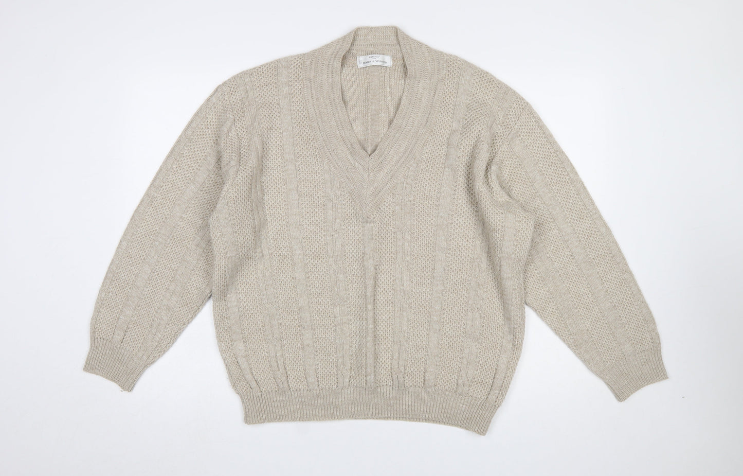 Mens UK Size M Marks and Spencer Beige Pullover Jumper