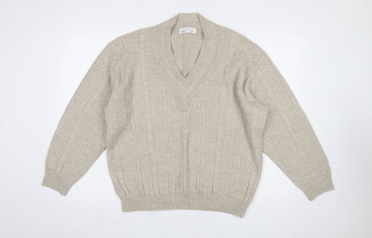 Mens UK Size M Marks and Spencer Beige Pullover Jumper