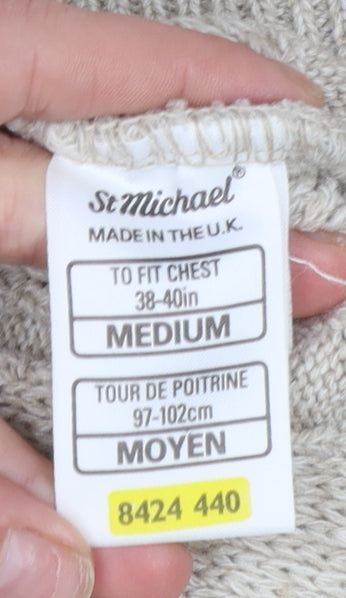 Mens UK Size M Marks and Spencer Beige Pullover Jumper
