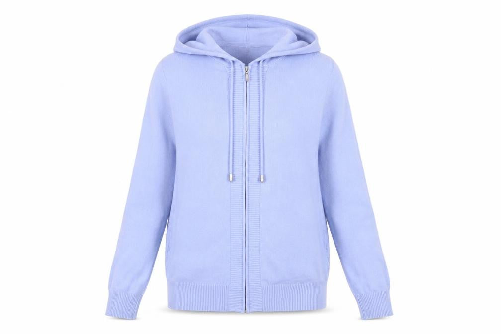 Marks & Spencer Women Blue Hooded Full Zip Knit Jumper Size S