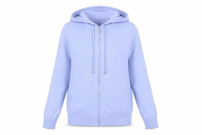 Marks & Spencer Women Blue Hooded Full Zip Knit Jumper Size S