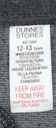 Girls UK Size 12-13 Years Dunnes Stores Regular Fit Jegging Grey Trousers