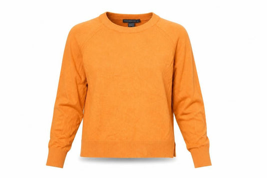 Front view of French Connection Women's Orange Crew Neck Viscose Knit Jumper, size S