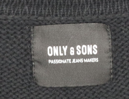 Mens UK Size M ONLY & SONS Black Pullover Jumper