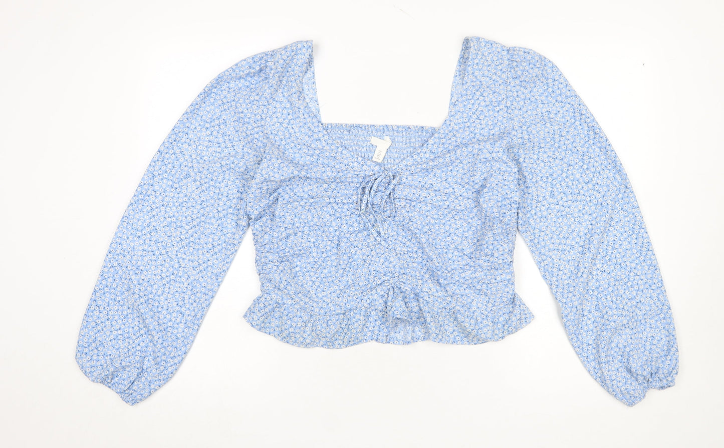Womens UK Size L H&M Blue Cropped Blouse
