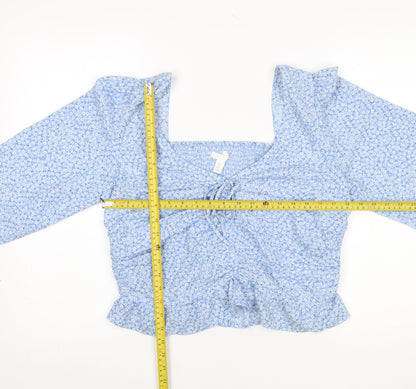 Womens UK Size L H&M Blue Cropped Blouse