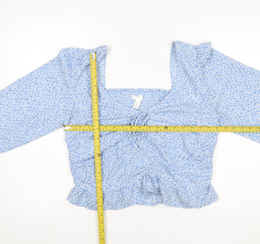 Womens UK Size L H&M Blue Cropped Blouse