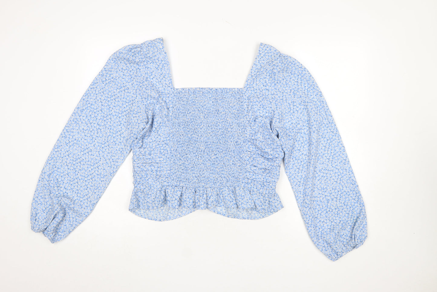Womens UK Size L H&M Blue Cropped Blouse