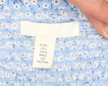 Womens UK Size L H&M Blue Cropped Blouse
