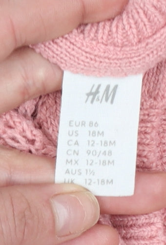 Girls UK Size 12-18 Months H&M Pink Cardigan Jumper