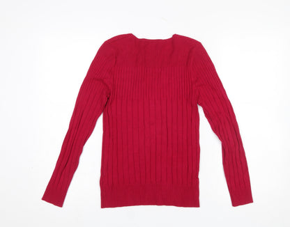 Womens UK Size 10 Marks and Spencer Red Henley Jumper