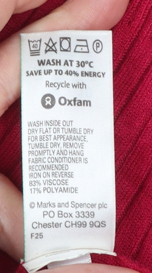 Womens UK Size 10 Marks and Spencer Red Henley Jumper