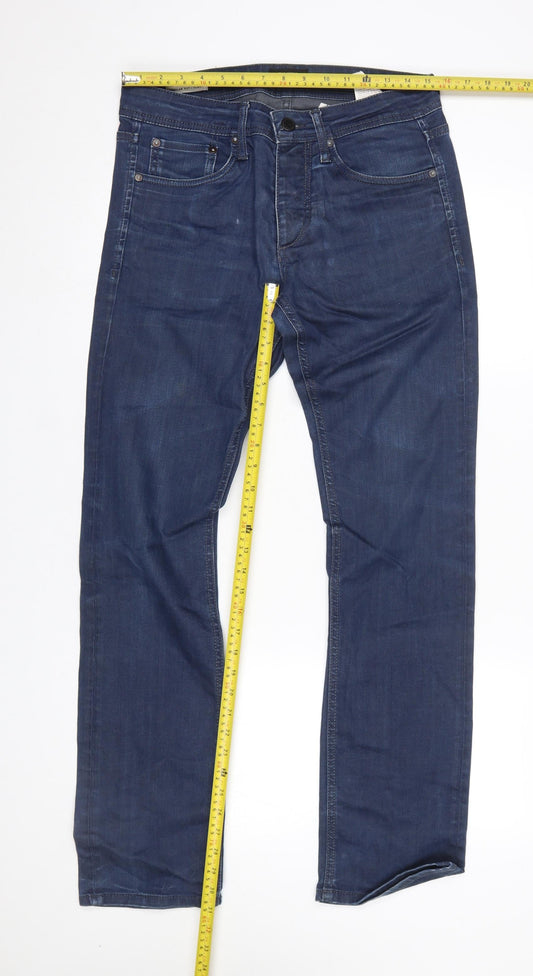 Mens UK Size M JACK & JONES Regular Fit Straight Blue Jeans