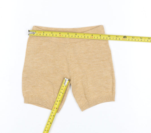 Next Baby Beige Knit Shorts 0-3 Months Unisex Soft Elastic Waist