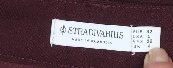 Womens UK Size 4 Stradivarius Regular Fit Dress Pants Red Trousers