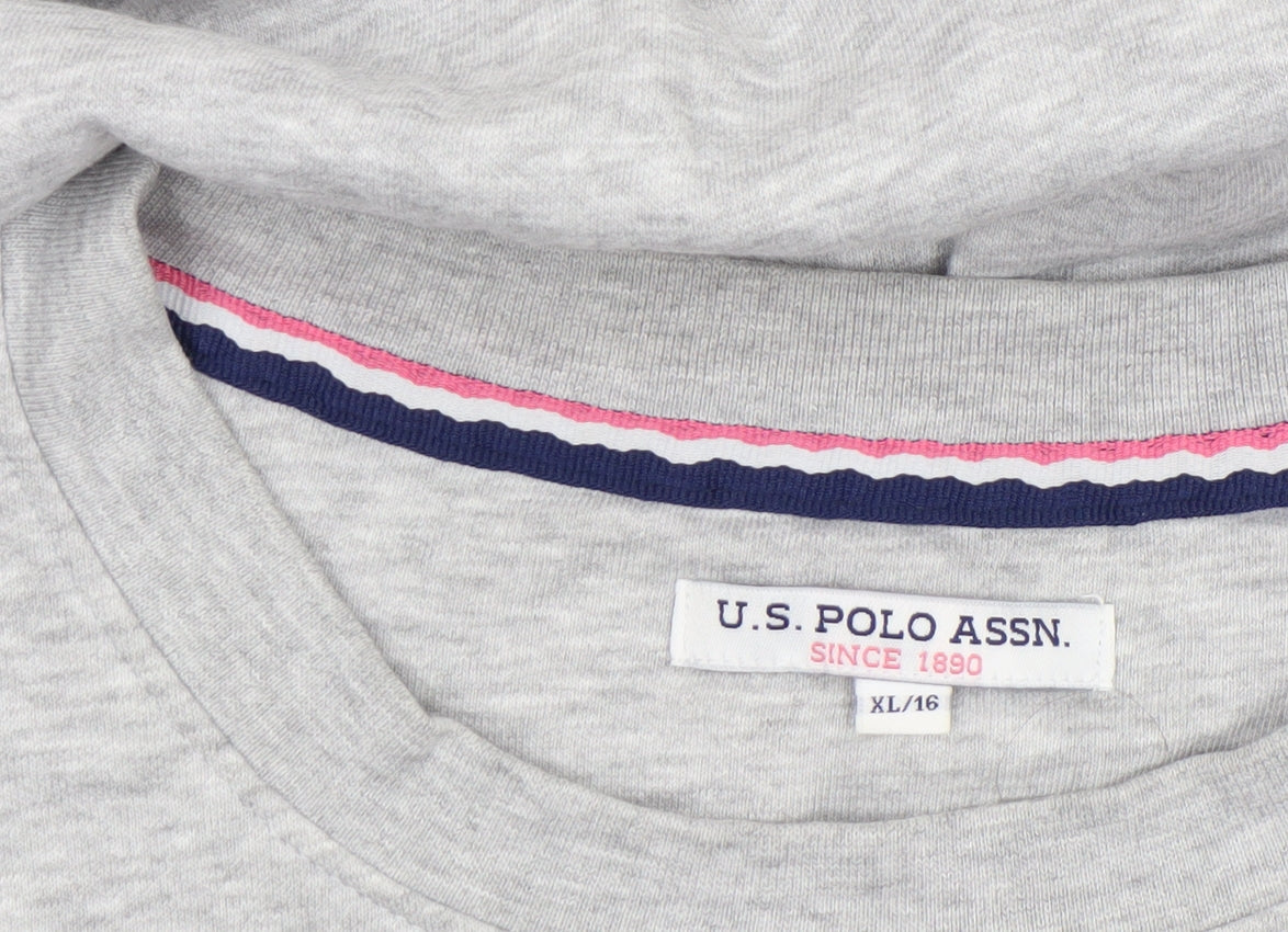 Womens UK Size XL U.S. Polo Assn. Grey Pullover Sweatshirt