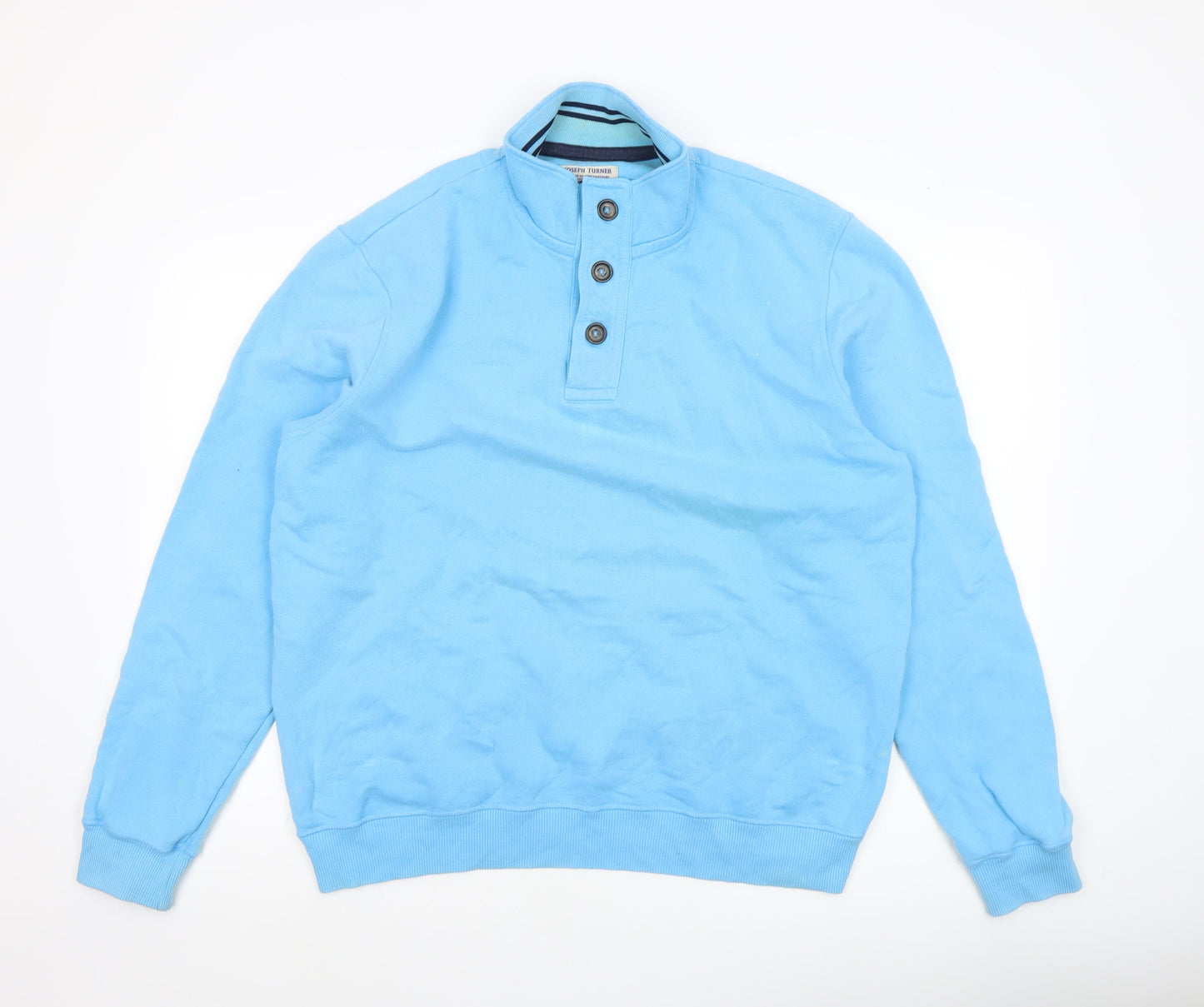 Mens UK Size L Joseph Turner Blue Henley Sweatshirt
