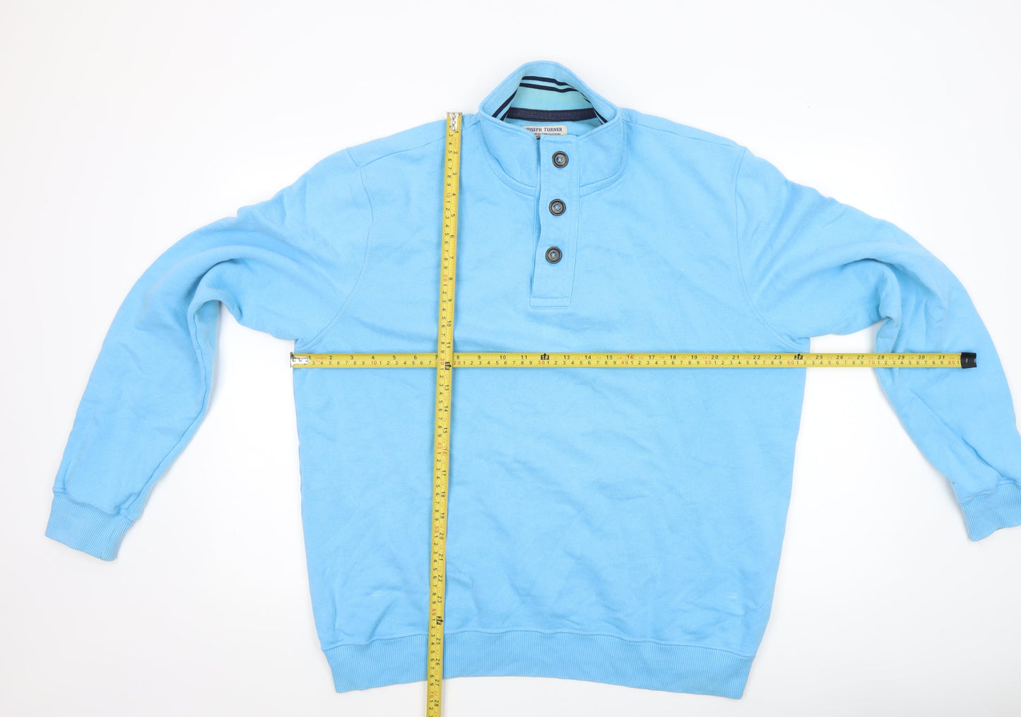Mens UK Size L Joseph Turner Blue Henley Sweatshirt