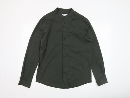 Paul Calvin Men’s Green Band Collar Long Sleeve Button-Up Shirt Size L