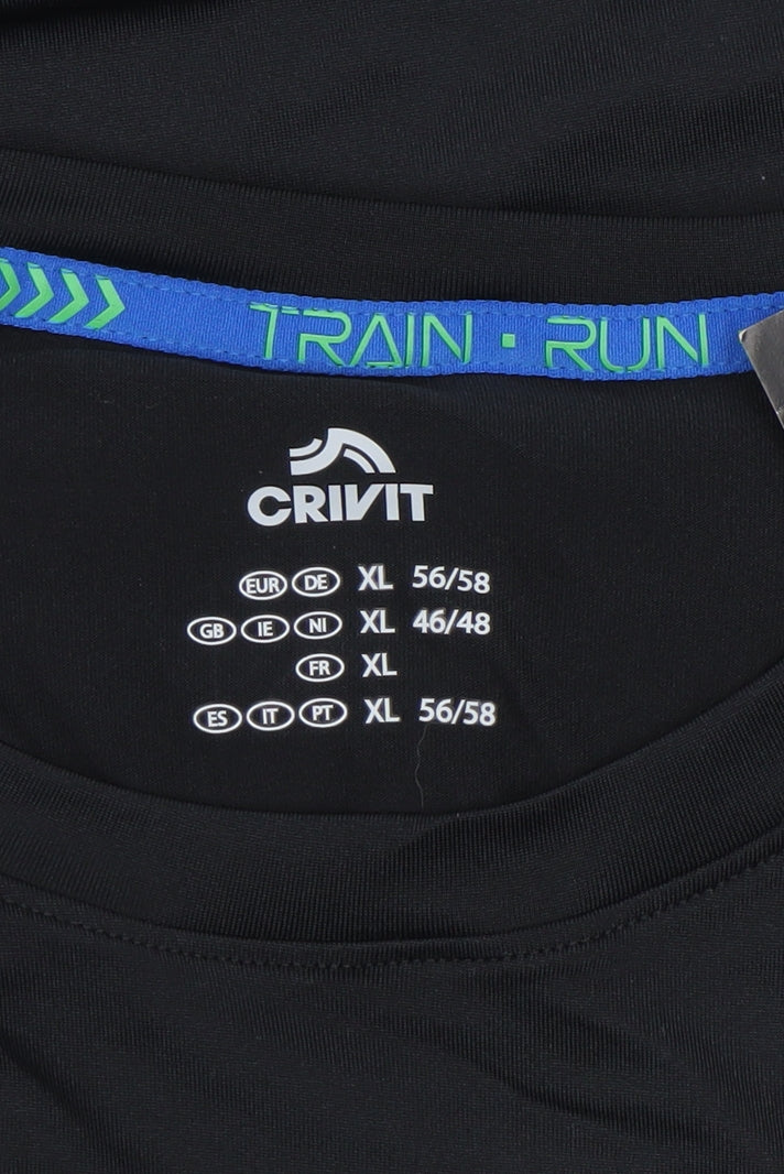 Crivit Men's Black XL Running T-Shirt Moisture Wicking Sports Top