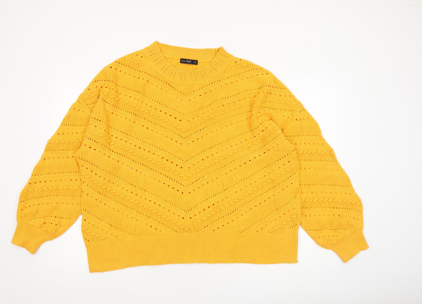 Womens UK Size XL F&F Yellow Pullover Jumper