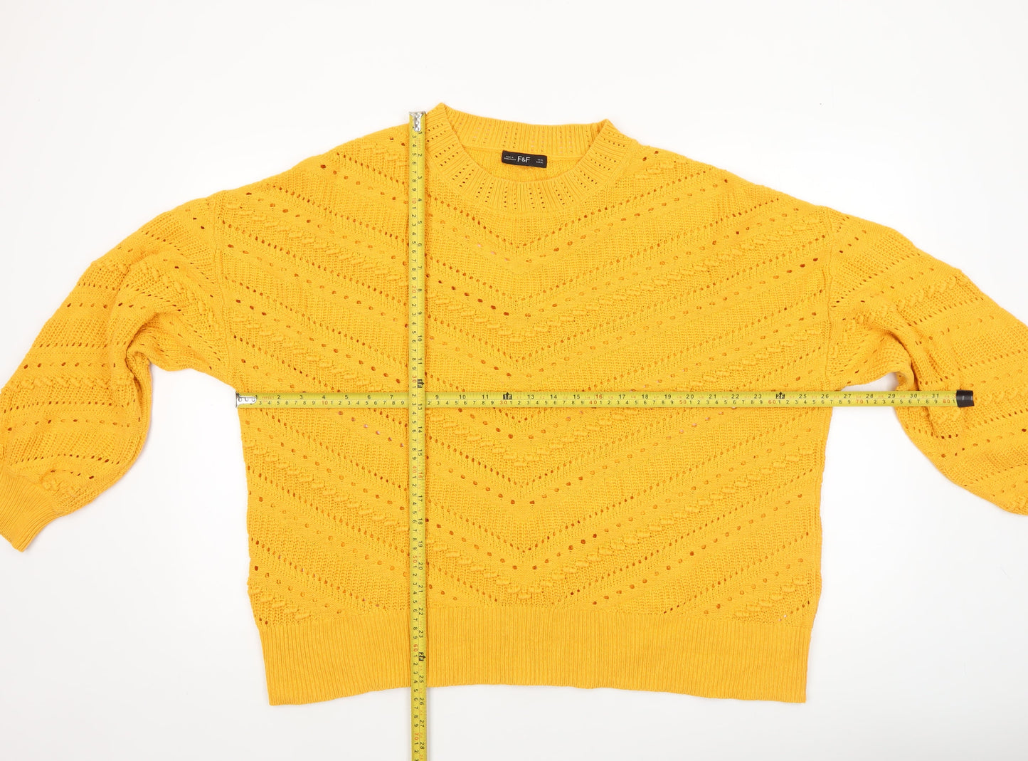 Womens UK Size XL F&F Yellow Pullover Jumper