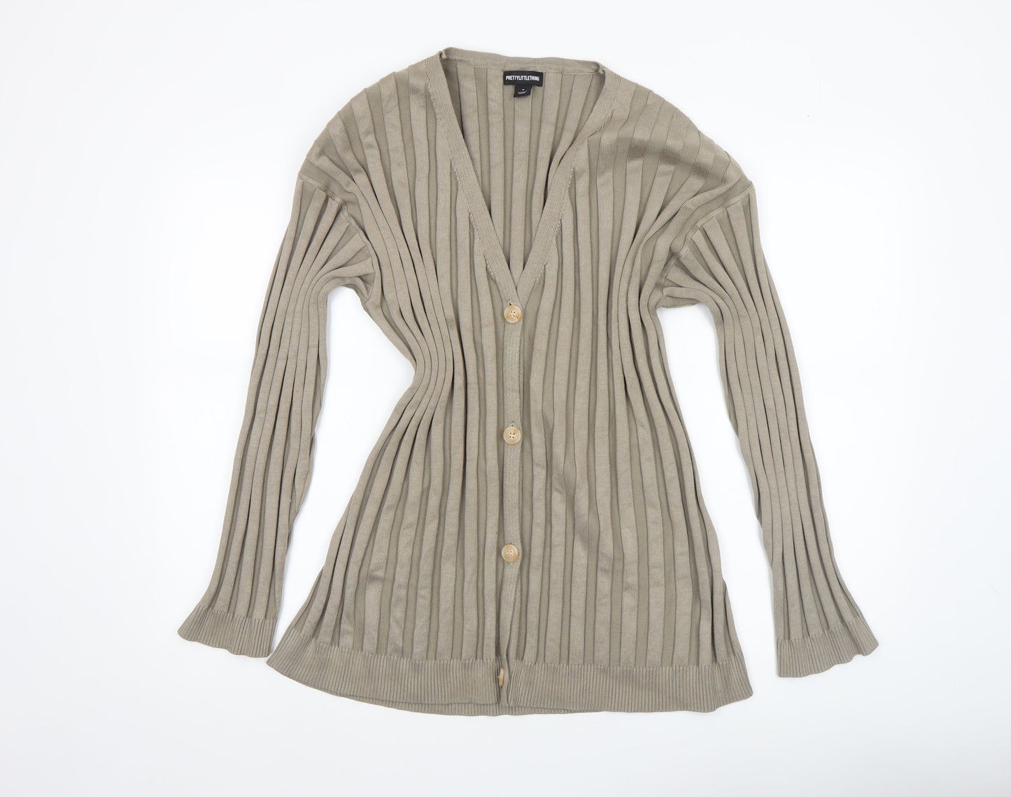 Womens UK Size M PRETTYLITTLETHING Beige Cardigan Jumper