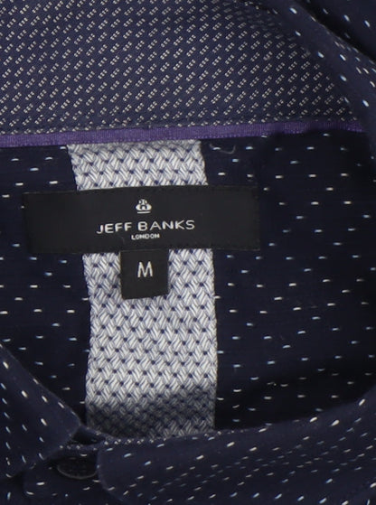 Jeff Banks Men's Blue Cotton Long Sleeve Button-Up Shirt M