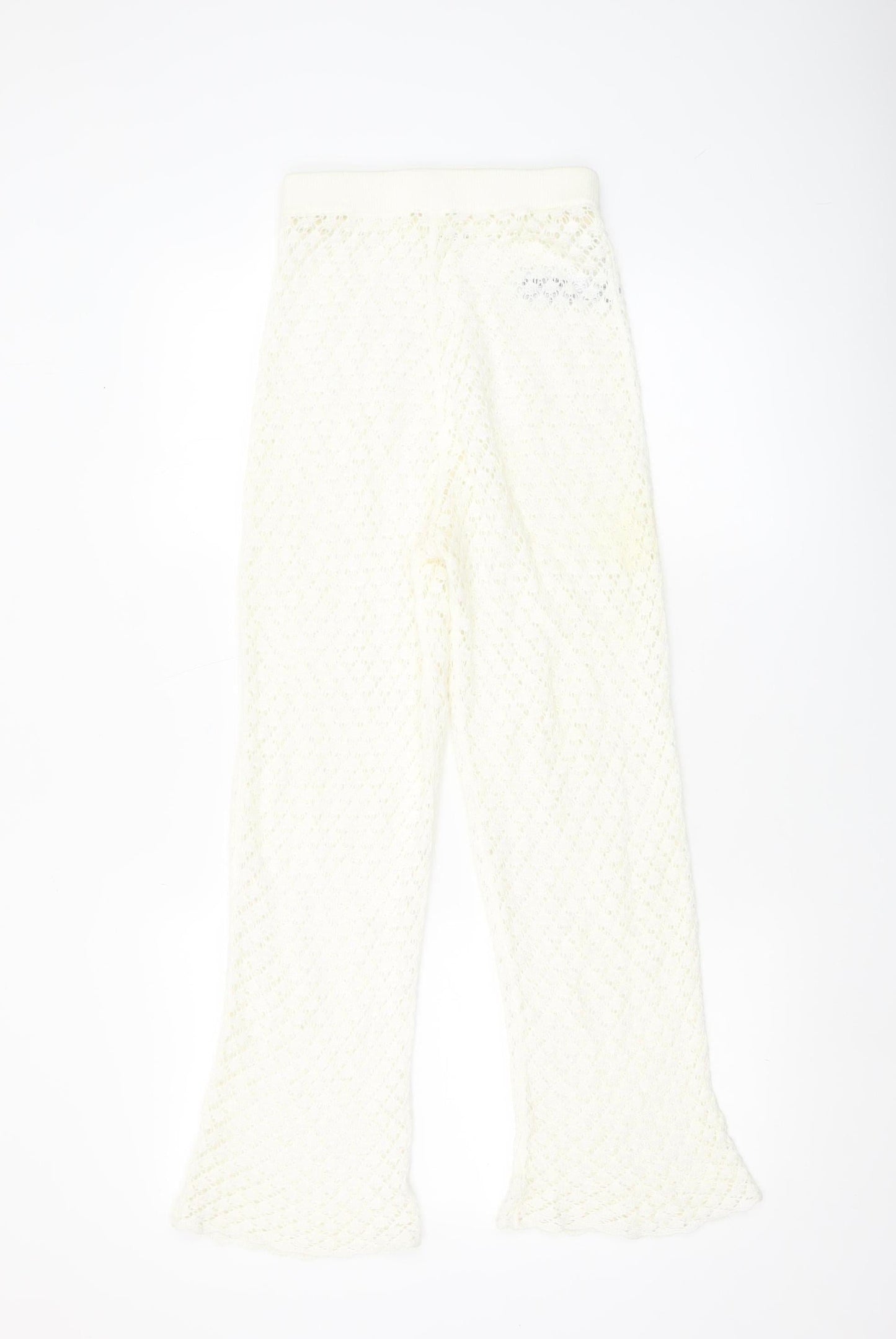 Womens UK Size XS Oysho Regular Fit Cropped Ivory Trousers