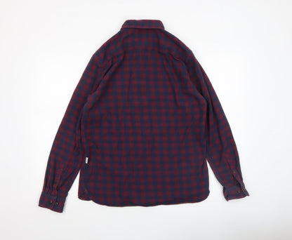 Jack & Jones Men's Red Check Flannel Long Sleeve Shirt Size M
