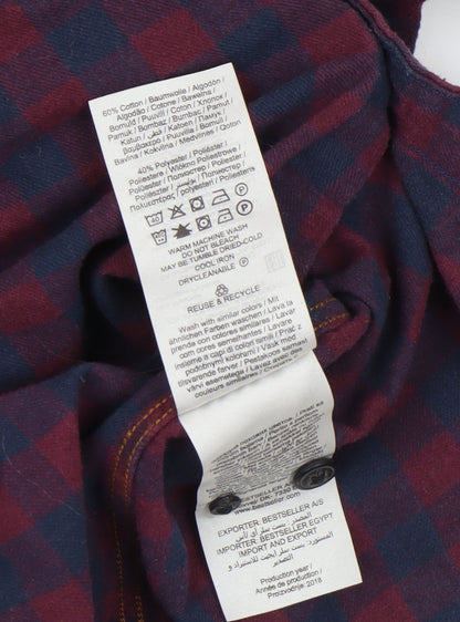 Jack & Jones Men's Red Check Flannel Long Sleeve Shirt Size M