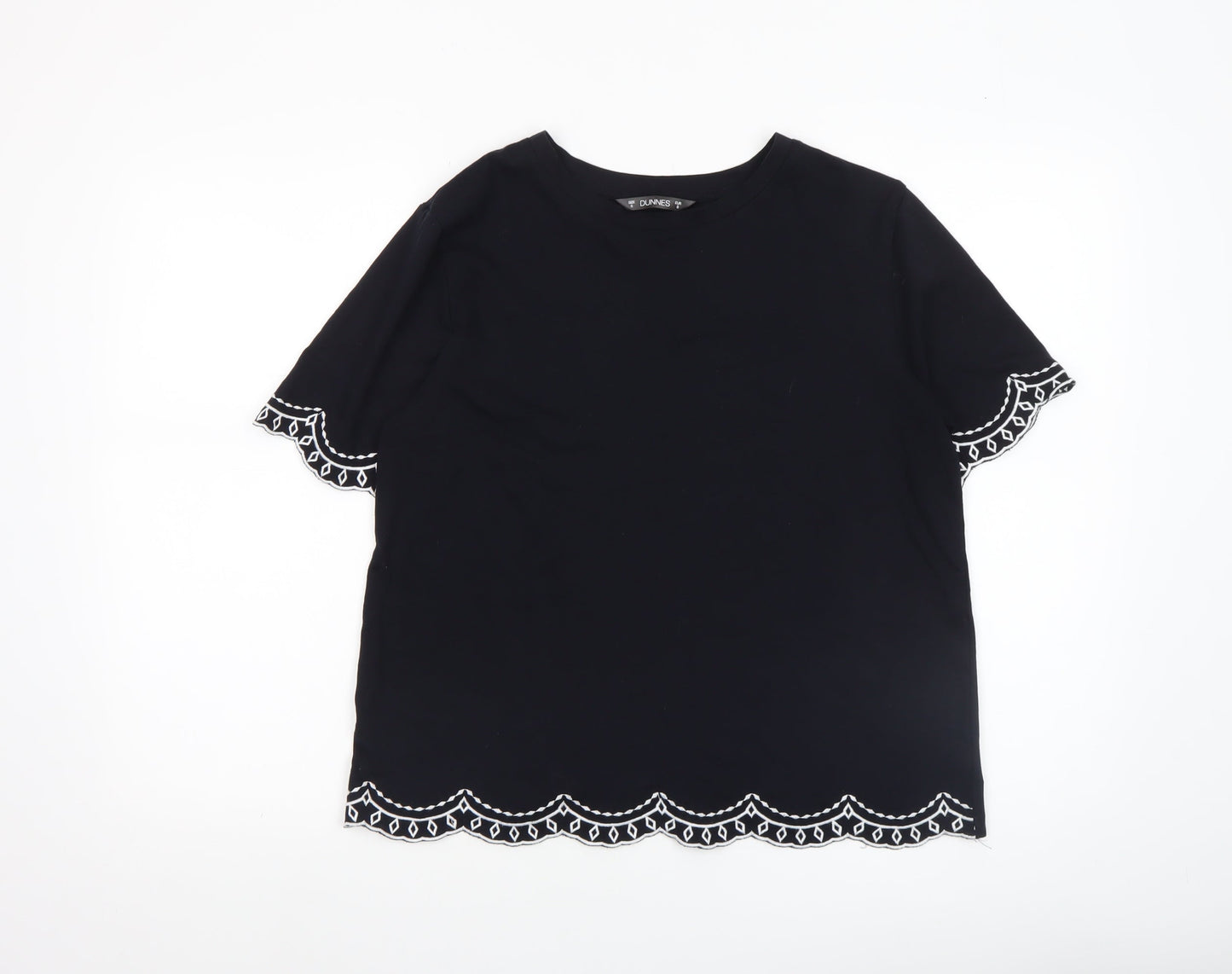 Womens UK Size S Dunnes Black Basic T-Shirt