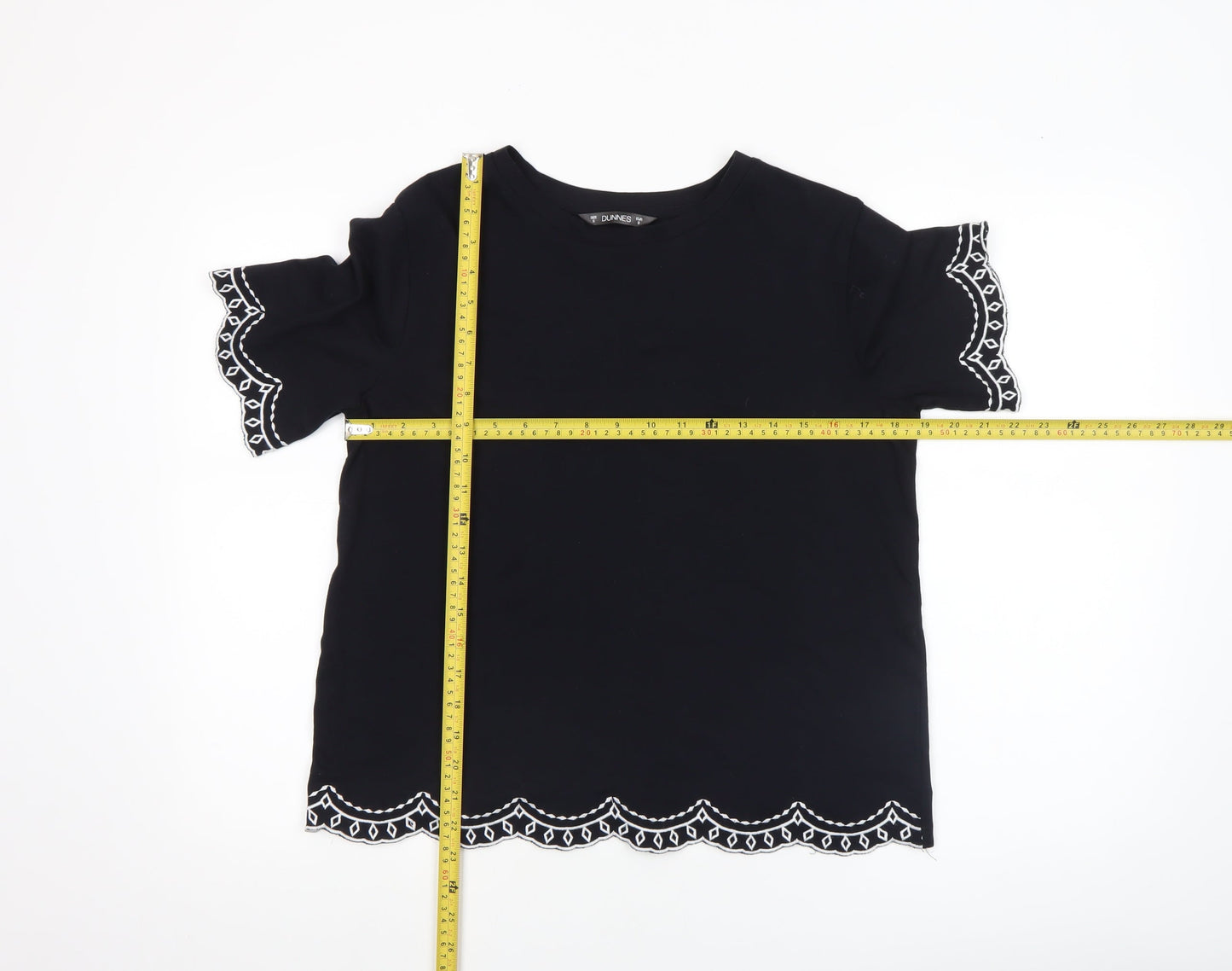 Womens UK Size S Dunnes Black Basic T-Shirt