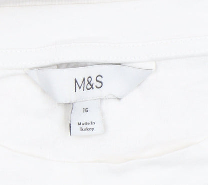 Womens UK Size 16 Marks and Spencer White Basic T-Shirt