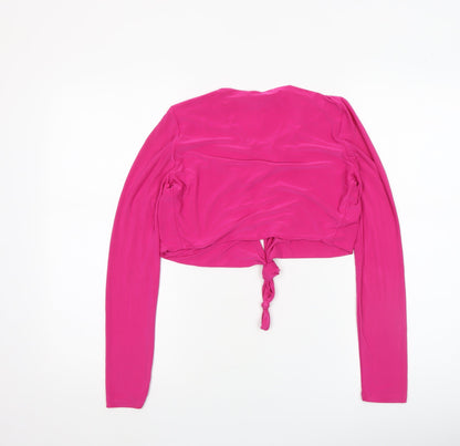 Womens UK Size L Pull & Bear Pink Cropped Blouse
