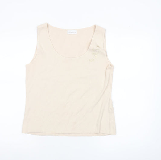 Womens UK Size M Liz Claiborne Beige Basic Tank