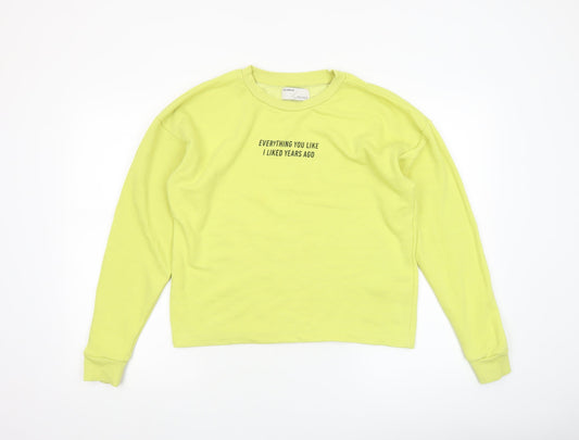 Womens UK Size S Pull & Bear Yellow Pullover Sweatshirt