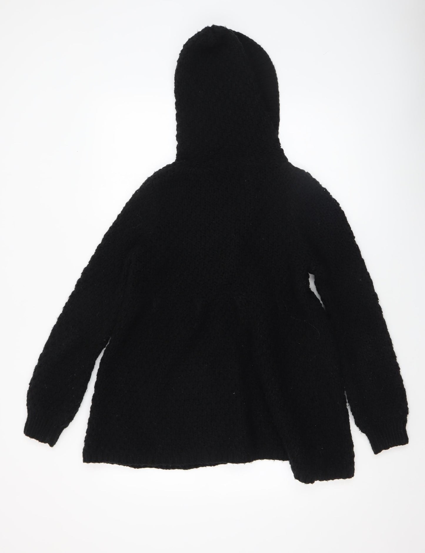 Womens UK Size M/L Heart Black Cardigan Jumper