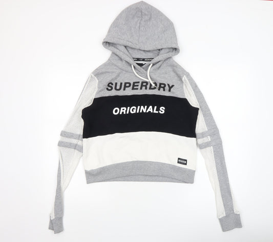 Womens UK Size M Superdry Grey Pullover Hoodie