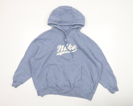 Womens UK Size L Nike Blue Pullover Hoodie