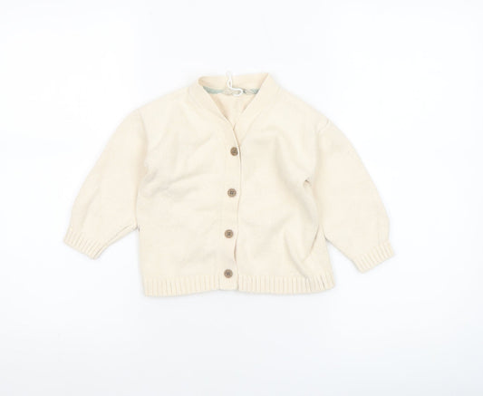 John Lewis Unisex Baby Ivory Knit Cotton Blend Cardigan 18-24 Months