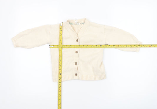 John Lewis Unisex Baby Ivory Knit Cotton Blend Cardigan 18-24 Months