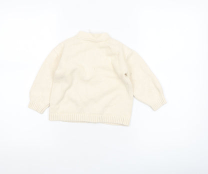 John Lewis Unisex Baby Ivory Knit Cotton Blend Cardigan 18-24 Months