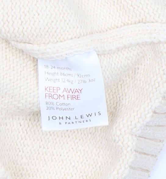 John Lewis Unisex Baby Ivory Knit Cotton Blend Cardigan 18-24 Months