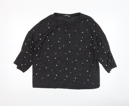 Womens UK Size S Zara Black Tunic Blouse