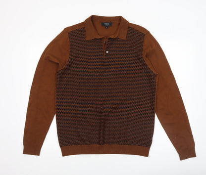 Mens UK Size M NEXT Brown Henley Jumper