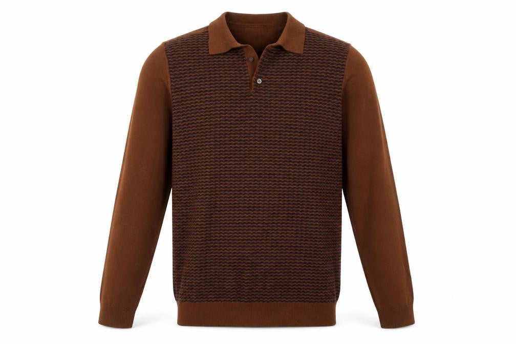 Mens UK Size M NEXT Brown Henley Jumper