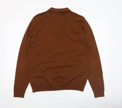 Mens UK Size M NEXT Brown Henley Jumper
