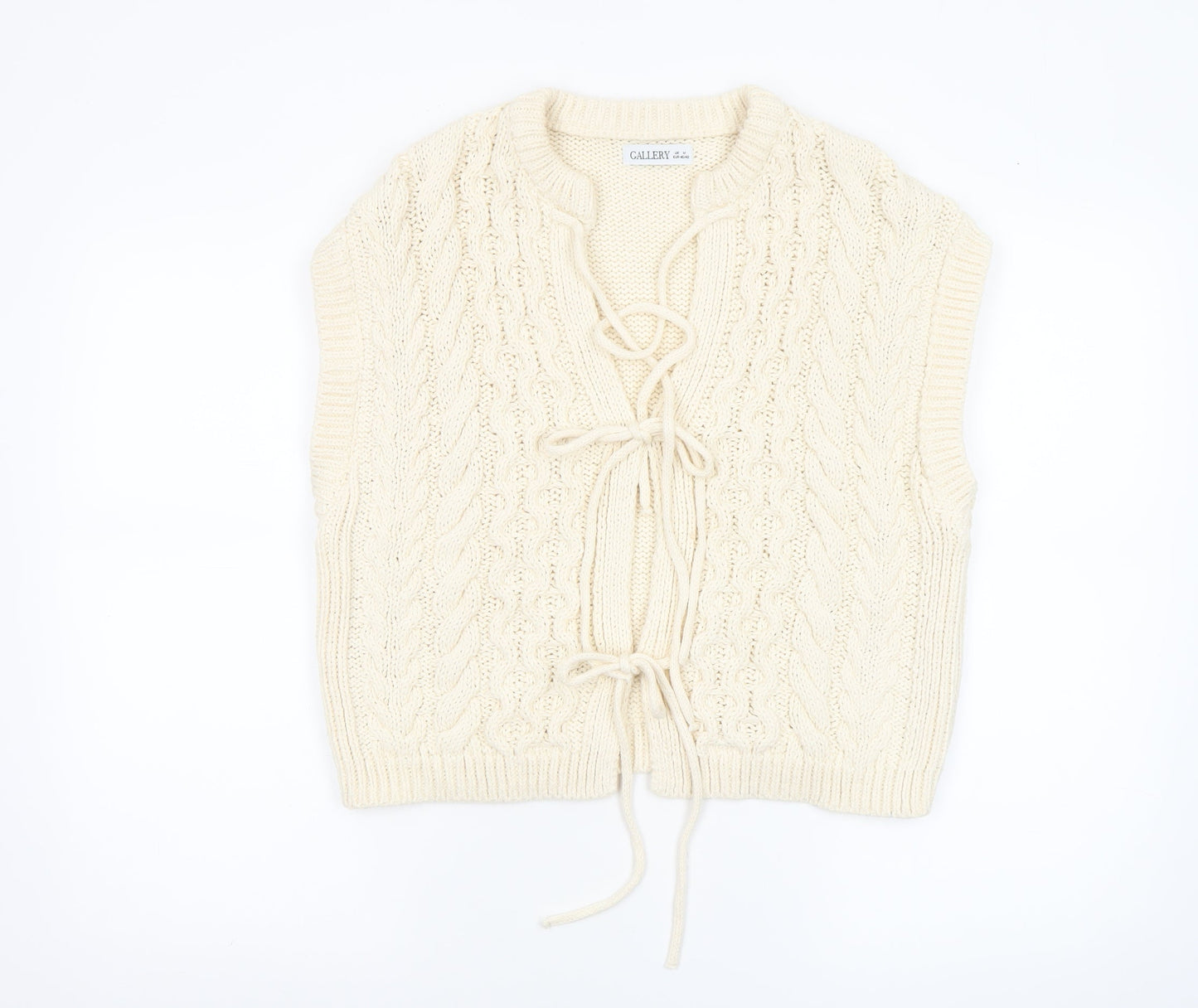 Womens UK Size M Gallery Ivory Vest Jumper